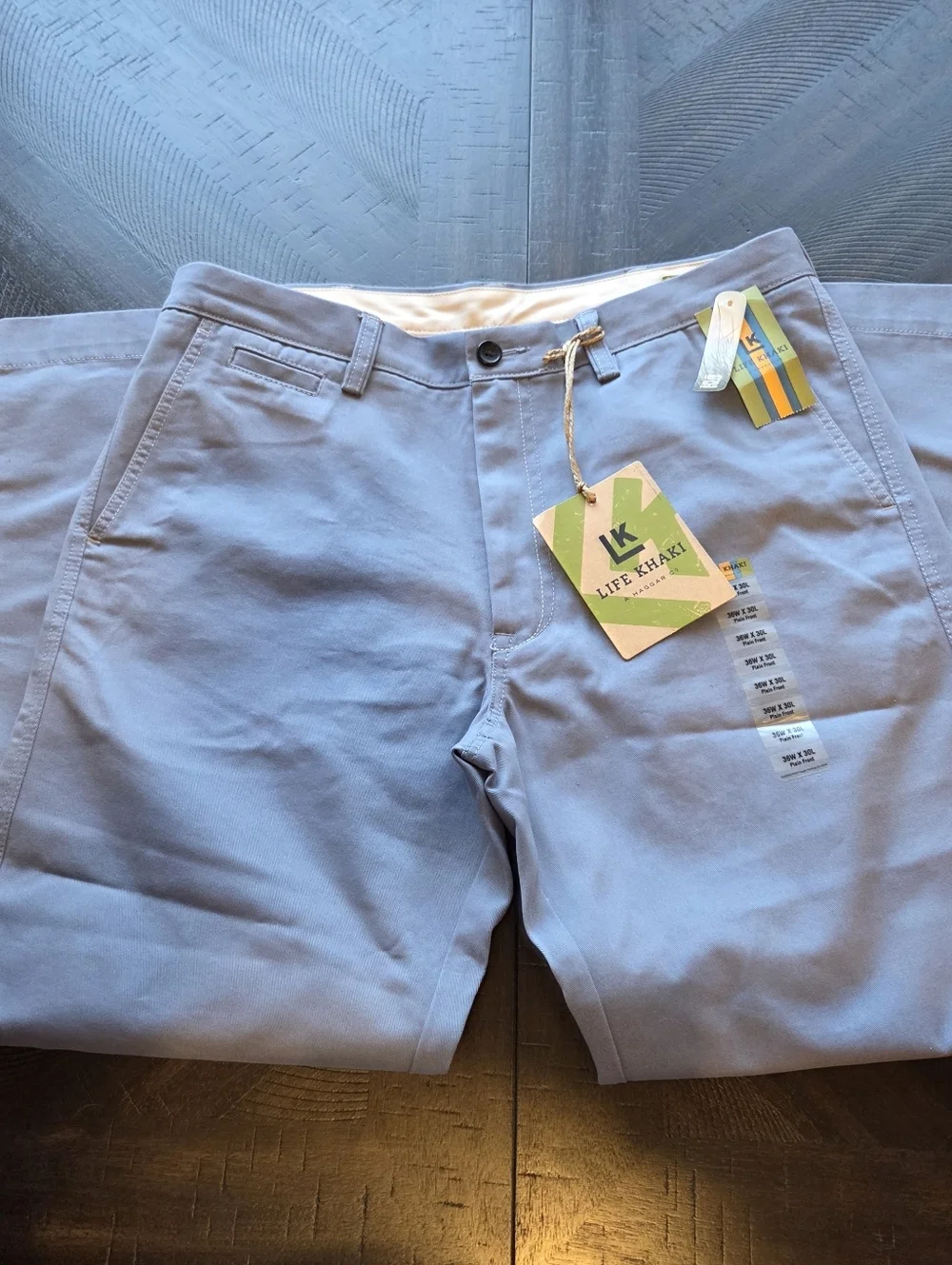 NWT Haggar Life Khaki Relaxed Straight Chino Pants 36x30 Cadet Blue REPREVE